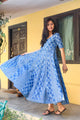 Indigo Dual Print Kalidar Dress