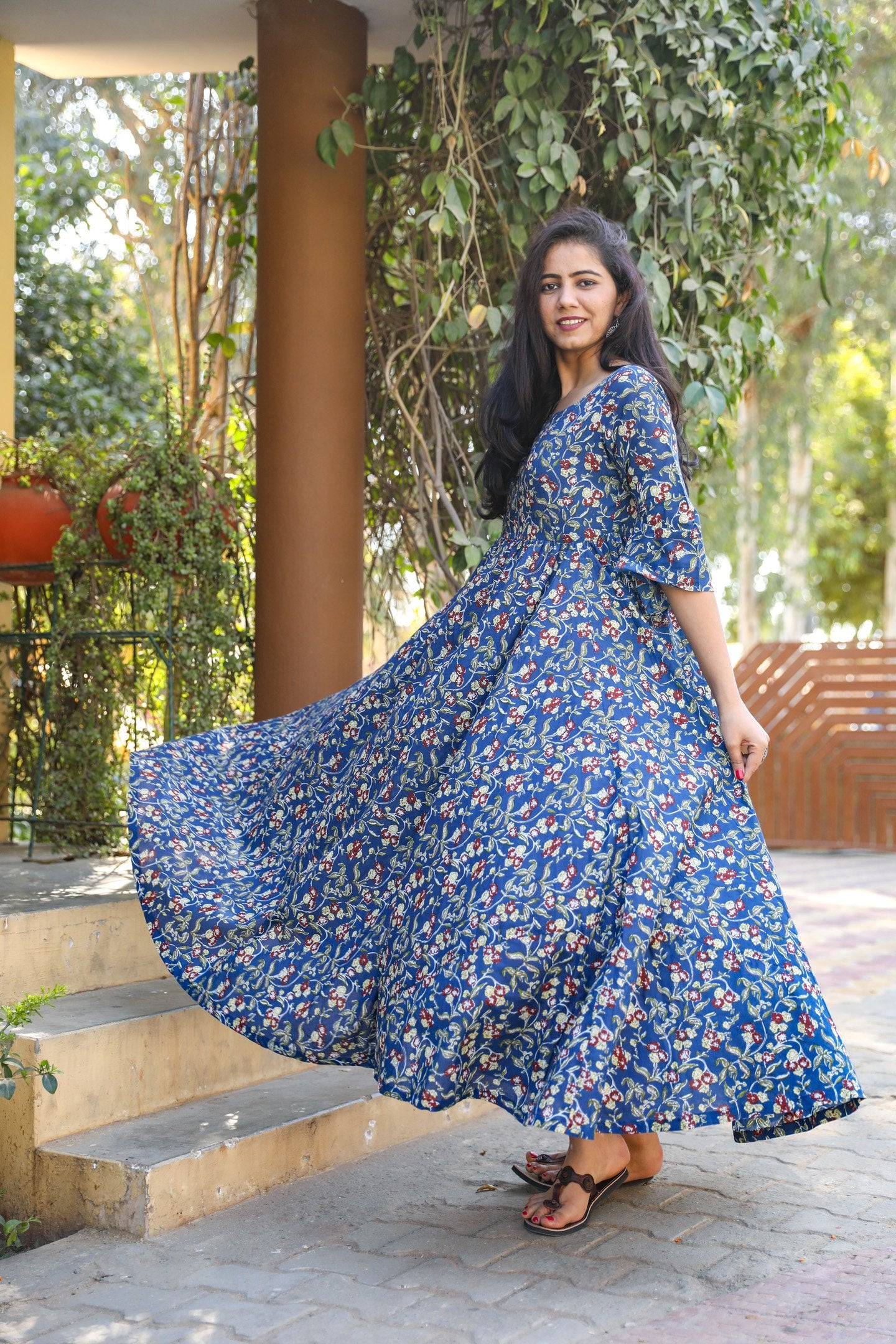 Blue Kalamkari Dress baisacraft Blue Kalamkari Dress baisacraft