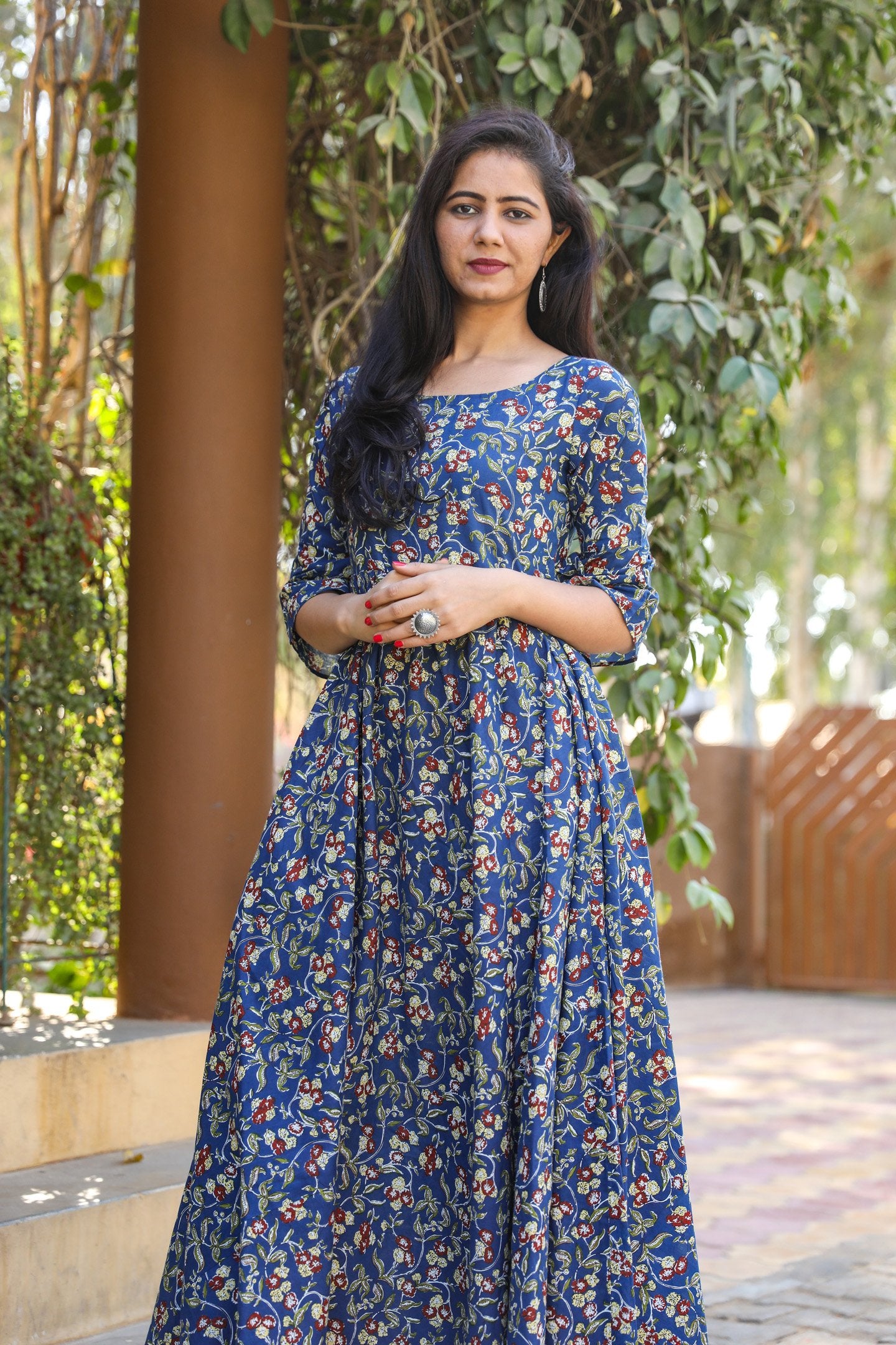 Blue Kalamkari Dress baisacraft Blue Kalamkari Dress baisacraft