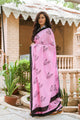 Pink Scissor Block Butta Print Mul Saree with Blouse Piece