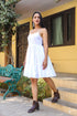 White Solid Printex Short Dress