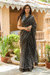 Brown Polka Dot Print Mul Saree with Blouse Piece