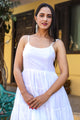 White Solid Printex Short Dress