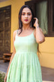 Pista Green Solid Printex Short Dress