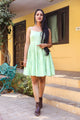 Pista Green Solid Printex Short Dress