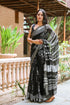 Black Tree Block Butta Print Linen Saree with Blouse Piece