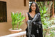 Black Block Butta Print Linen Saree with Blouse Piece