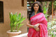 Pink & White Overall Block Print Mul Saree with Blouse Piece
