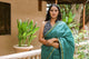 Rama Green Border Block Print Mul Saree with Blouse Piece