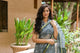 White & Bottle Green Block Print Kota Doria Saree with Blouse Piece