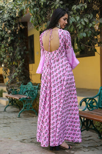 Baby Pink Block Butti Print Dress