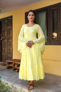 Yellow Solid Printex Tyre Dress