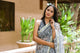 Black & White Dual Block Print Kota Doria Saree with Blouse Piece