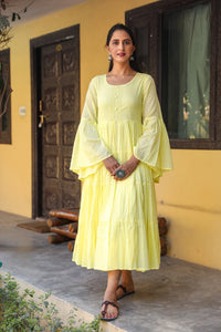 Yellow Solid Printex Tyre Dress