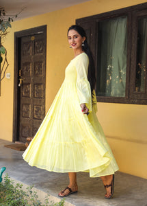 Yellow Solid Printex Tyre Dress