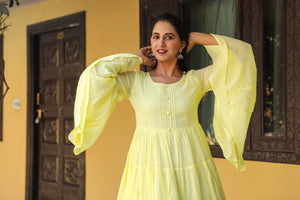 Yellow Solid Printex Tyre Dress