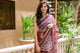 Burgundy Block Print Kota Doria Saree with Blouse Piece