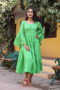 Emerald Solid Printex Tyre Dress