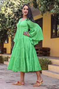 Emerald Solid Printex Tyre Dress