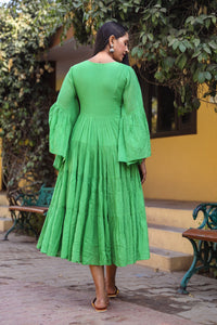 Emerald Solid Printex Tyre Dress