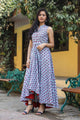 Grey Block Butti Print Up Down Dress