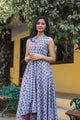 Grey Block Butti Print Up Down Dress