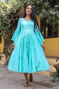 Teal Solid Printex Tyre Dress