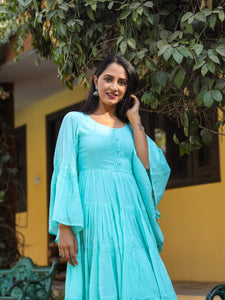 Teal Solid Printex Tyre Dress