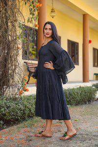 Black Solid Printex Tyre Dress