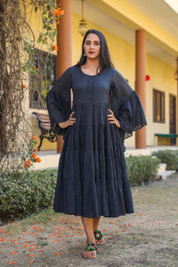 Black Solid Printex Tyre Dress