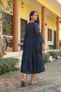 Black Solid Printex Tyre Dress
