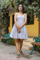Light Grey Solid Printex Short Dress