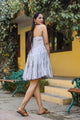 Light Grey Solid Printex Short Dress