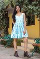 Aqua Block Butta Print Short Dress