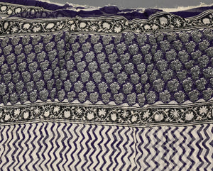 Blue Bagru Butti Print Cotton Dress Material