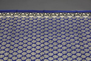 Blue Bagru Butti Print Cotton Dress Material