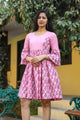 Baby Pink Block Print Short Dress