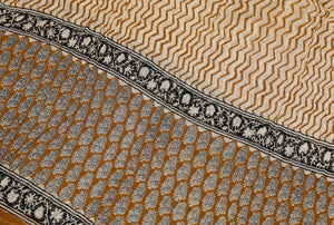 Mustard Bagru Print Cotton Dress Material
