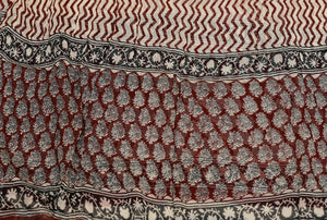 Maroon Bagru Butti Print Cotton Dress Material
