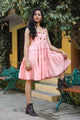 Peach Embroidery Tyre Short Dress