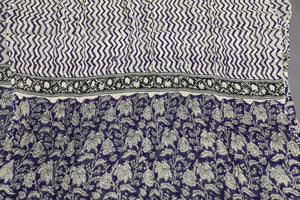 Blue Bagru  Jaal Print Cotton Salwar Suit Set Material