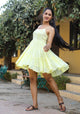 Baby Yellow Solid Printex Short Dress