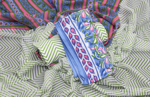 Blue Jaal Block Print Cotton Suit Set Material