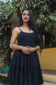 Black Solid Printex Short Dress