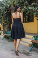 Black Solid Printex Short Dress