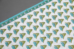 Rama Blue Lotus Block Butti Print Cotton Salwar Suit Material