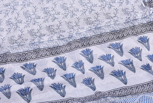 Blue Lotus Block Print Cotton Salwar Suit Set Material