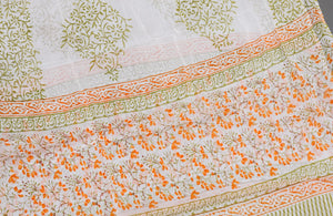 White & Yellow Jaal Block Print Cotton Suit Set Material