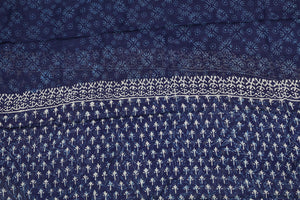 Blue Khadi Block Butti Print Cotton Salwar Suit Set Material