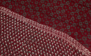 Burgundy Khadi Block Butti Print Salwar Suit Set Material